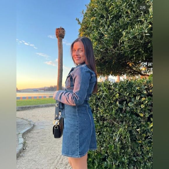 ZARA DENIM MINI DRESS LONG SLEEVE - Picture 8 of 16